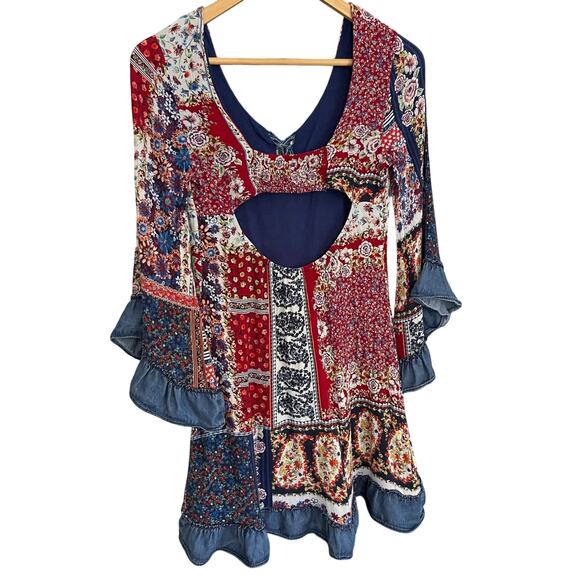 PATCHWORK FESTIVAL Bohemian Women's Dress by Studio F Size 6 - Picture 2 of 8